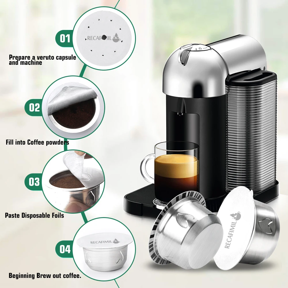 230 мл многоразовые кофейные капсулы Nespresso Vertuoline Plus Pods чашка из нержавеющей стали с крышкой из фольги Delonghi ENV150 фильтр для эспрессо