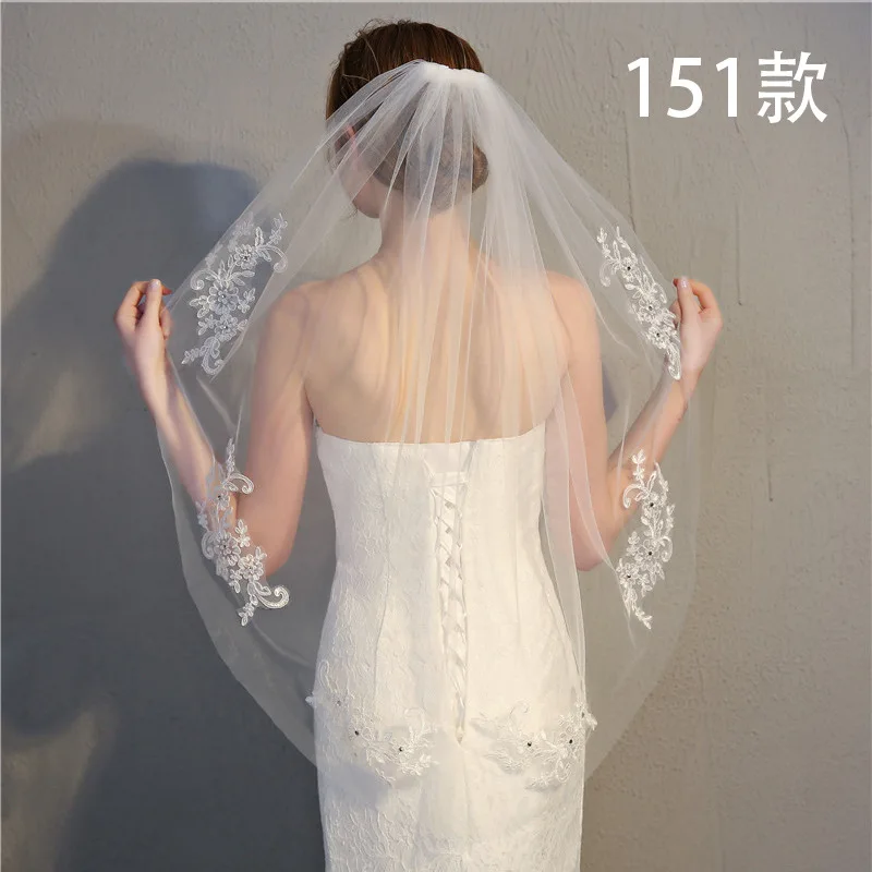 SERMENT Lace Bridal Veil 2019 Ivory White Veil Single Layer Flower Bead String 100 Cm Shawl Veil Wedding Accessories SERMENT Lace Bridal Veil 2019 Ivory White Veil Single Layer Flower Bead String 100 Cm Shawl Veil Wedding Accessories