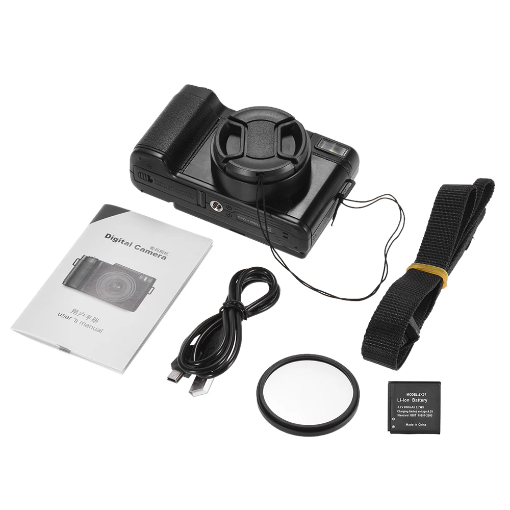 Andoer R1 портативные видеокамеры 24MP Цифровая видеокамера Full HD 1080P 3," Вращающийся ЖК-экран антивибрационный 4-кратный цифровой зум
