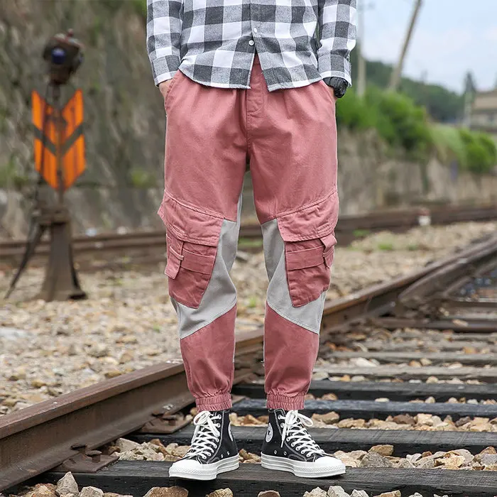 New Fashion Men Streetwear Cotton Cargo Pants Nice Autumn Hip Hop Overalls Mens Fashions Sweatpants Baggy Joggers Pants Casual - Цвет: Orange