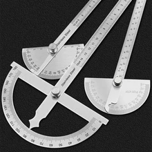 Regla de ángulo goniométrico de 180 grados, herramientas de carpintería de acero inoxidable, Regla de medición rotativa 100/150