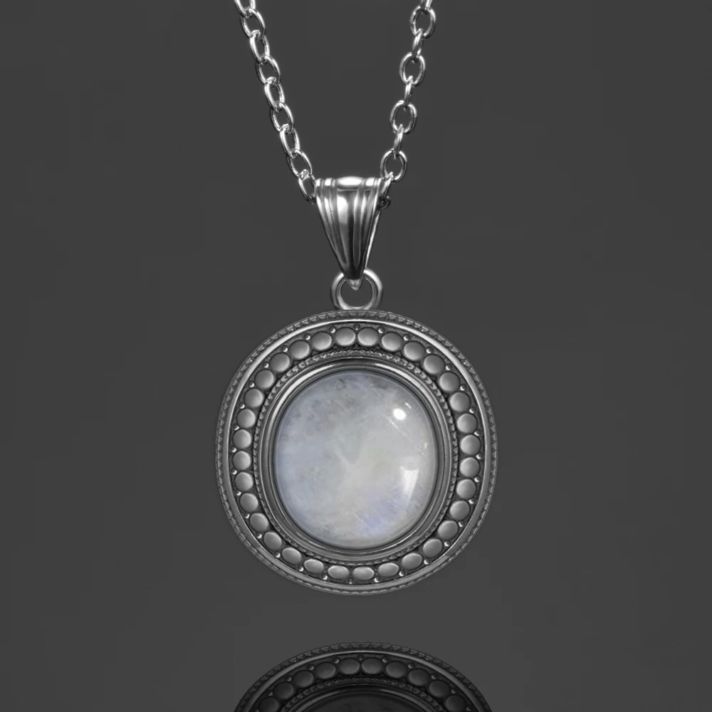 10x12 мм большой натуральный лунный камень 925 стерлингового серебра ювелирные изделия кулон ожерелье с цепочкой для женщин Винтаж юбилей вечерние подарки