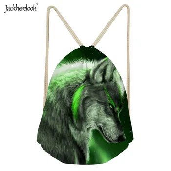 

Jackherelook Men Women Drawstring Bags 3D Cool Wolf Print Cycling Softback Gym Sack Running Bag 2019 New Fashion Watercolor