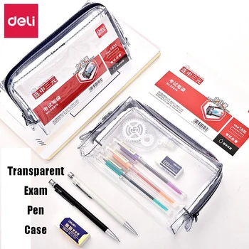 

Deli 1PCS Dedicated Zipper Pen Bag Transparent Student with Simple Waterproof Stationery Bag Large Capacity Pencil Case Storage