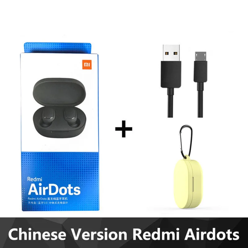 Air with yellow Xiaomi Redmi Airdots TWS с микрофоном, гарнитура с поддержкой AI, Bluetooth 5,0, стерео гарнитура, беспроводная, движение, активный шум - Цвет: Air with yellow