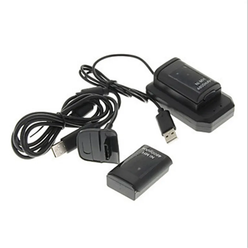 Двойная перезаряжаемая батарея+ usb-кабель для зарядного устройства для беспроводного контроллера xbox 360 XJ66