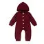 Детская одежда на весну и осень, Одежда для новорожденных девочек, хлопковый комбинезон, Вязаный комбинезон в рубчик, однотонная одежда с капюшоном, теплая одежда - Цвет: Красный