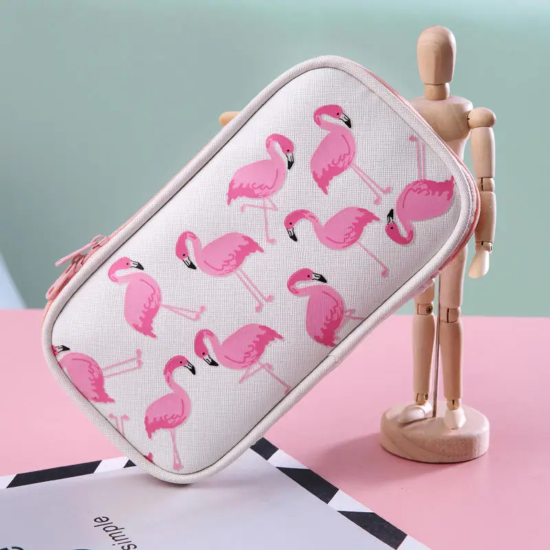 Kawaii Фламинго Карандаш Чехол большой Ёмкость многофункциональные сумки для карандашей пенал школьные канцелярские принадлежности для студентов; подарок для девочки - Цвет: White