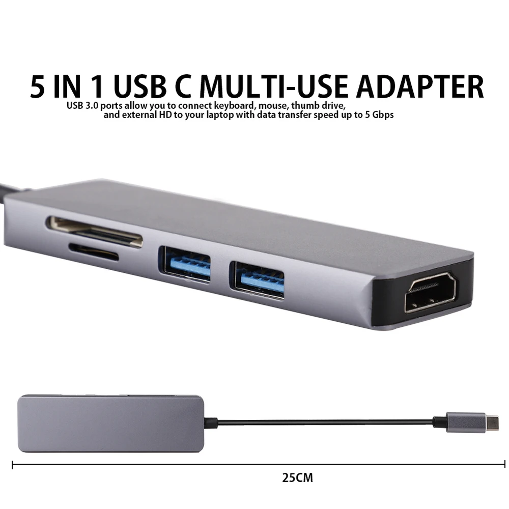 5 в 1 Тип C адаптер концентратор к Hdmi USB 3,0 SD TF кард-ридер для портативных ПК Аксессуары USB концентратор для Macbook pro USB-C USB C концентратор