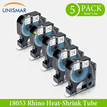 

Unismar 5PK 9mm Label Tape Compatible Dymo 18053 Rhino Label Maker Black on White Industrial Tape for Rhino 5200 6000 Printer