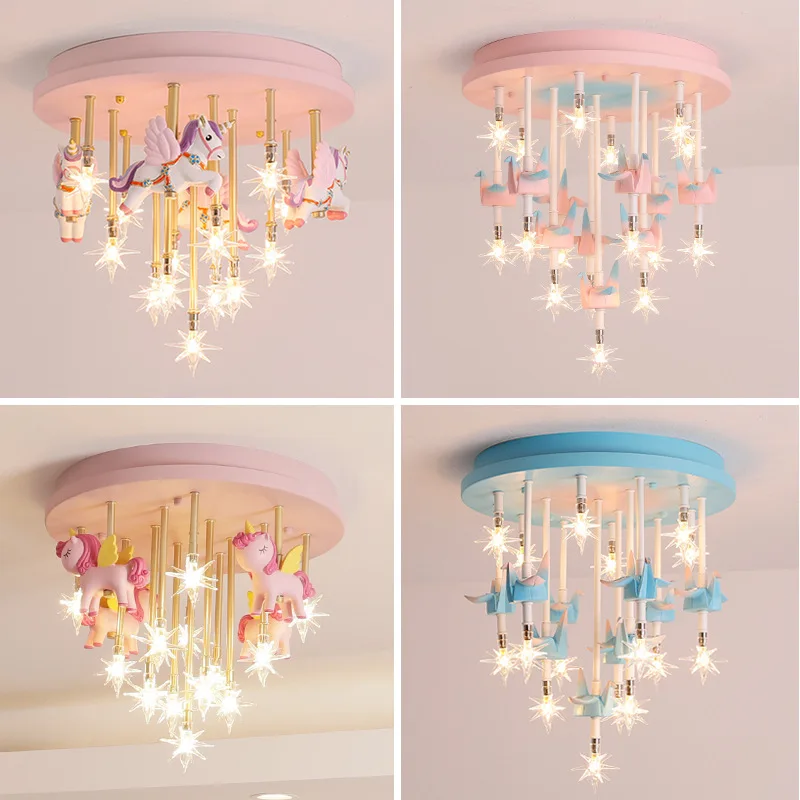 EXCEI Chandelier Light Shades Ceiling Round Shape Led Cute Bedroom Lights  for Girls Baby Room Light for Kids Room Boy Room Lighting KDS Chandelier