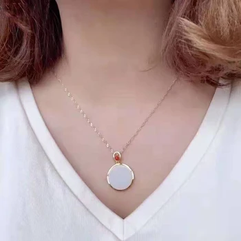 

Natural Hetian jade silver inlaid white jade ring is novel, unique, simple and fashionable