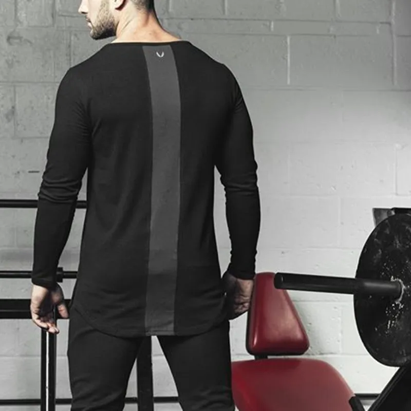 

New Sport Shirt Men Fitness Running T Shirts Long Sleeve Sport Top Elastic Sportswear Gym Bodybuilding Training T-shirt Jogger