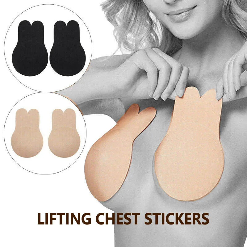 

Lingerie Silicone Nipple Cover Stickers Rabbit Bra Push Up Bra Women Self Adhesive Invisible Bra Strapless Blackless Bralette