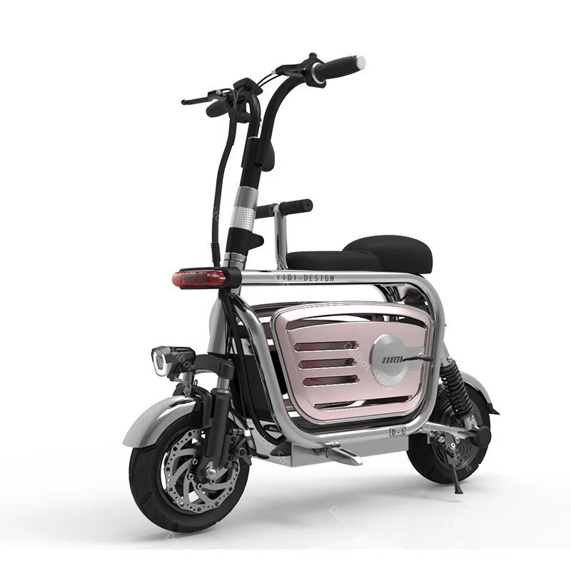 400W 80KM 48V Powerful Electric Bike Electric Bicycles Parent Car AdultsGirls Mini Foldable Electric Scooter BlackPink (32)