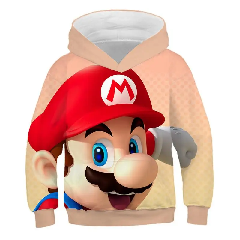 Ведущая игра Super Mario Bros. Мультперсонажем, унисекс, для мальчиков и девочек свитер с капюшоном с Объёмный рисунок(3D-принт) Модный свитшот для мальчиков