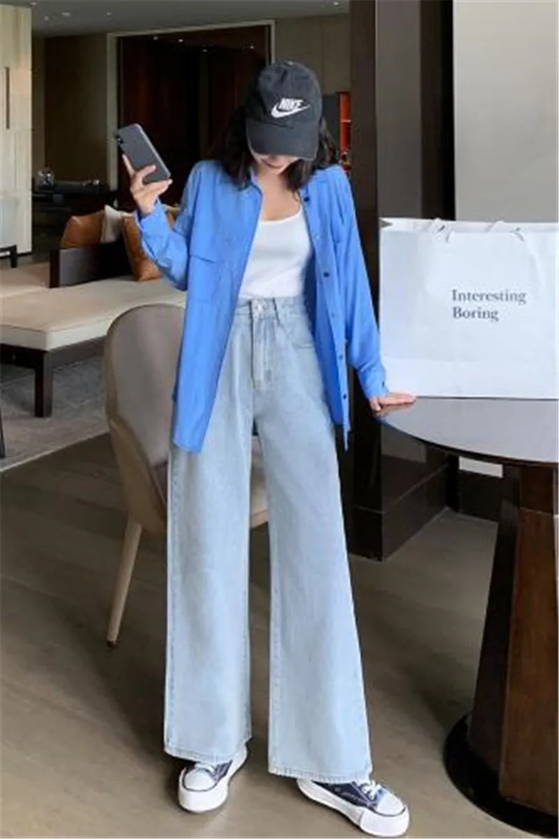 Normal no printing OLOME, штаны с рисунком, свободные и тонкие джинсы для женщин za pantalon, джинсы za с принтом, широкие штаны для женщин, с высокой талией, широкие - Цвет: Normal no printing