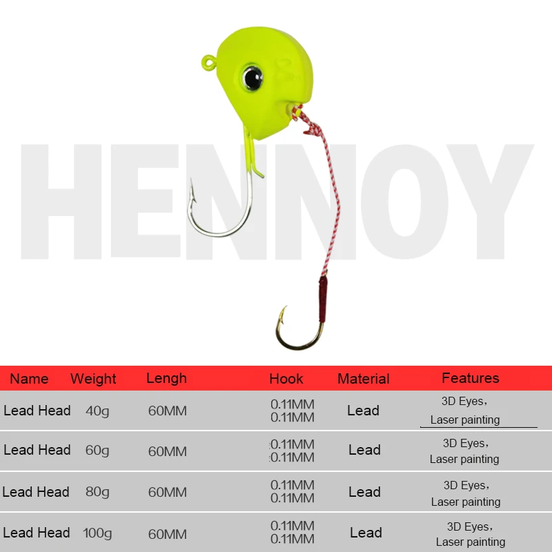 Hennoy 2021 новые джиг приманки 40 г 60 80 100 свинцовая головка с одним крючком Рыба