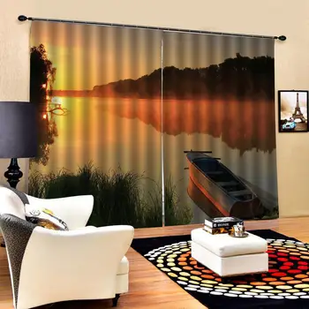 

sunset lake curtains Window Blackout Luxury 3D Curtains set For Bed room Living room Office Hotel Decoration curtains