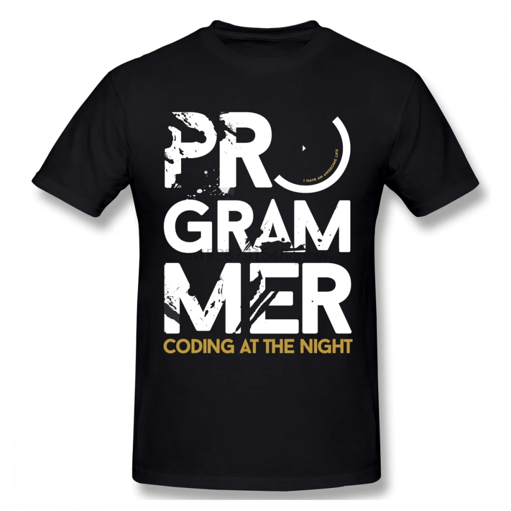 Coding At The Night Men T Shirt Hipster Hot Sale 4XL 5XL 6XL Cotton Crewneck Custom Short Sleeve Tee Shirts Homme | Мужская одежда