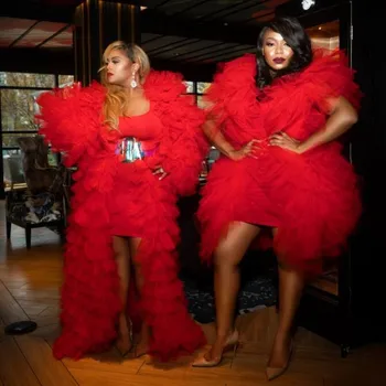 

Fashion Club Party Women Jackets Tulle Red Custom Made Tiered Jacket Long Sleeve Women Khaki