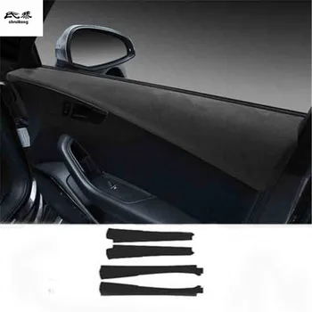 

4pcs/lot Car sticker Alcantara leather Interior door armrest decoration cover for 2017 2018 AUDI A4 B9 car accessories