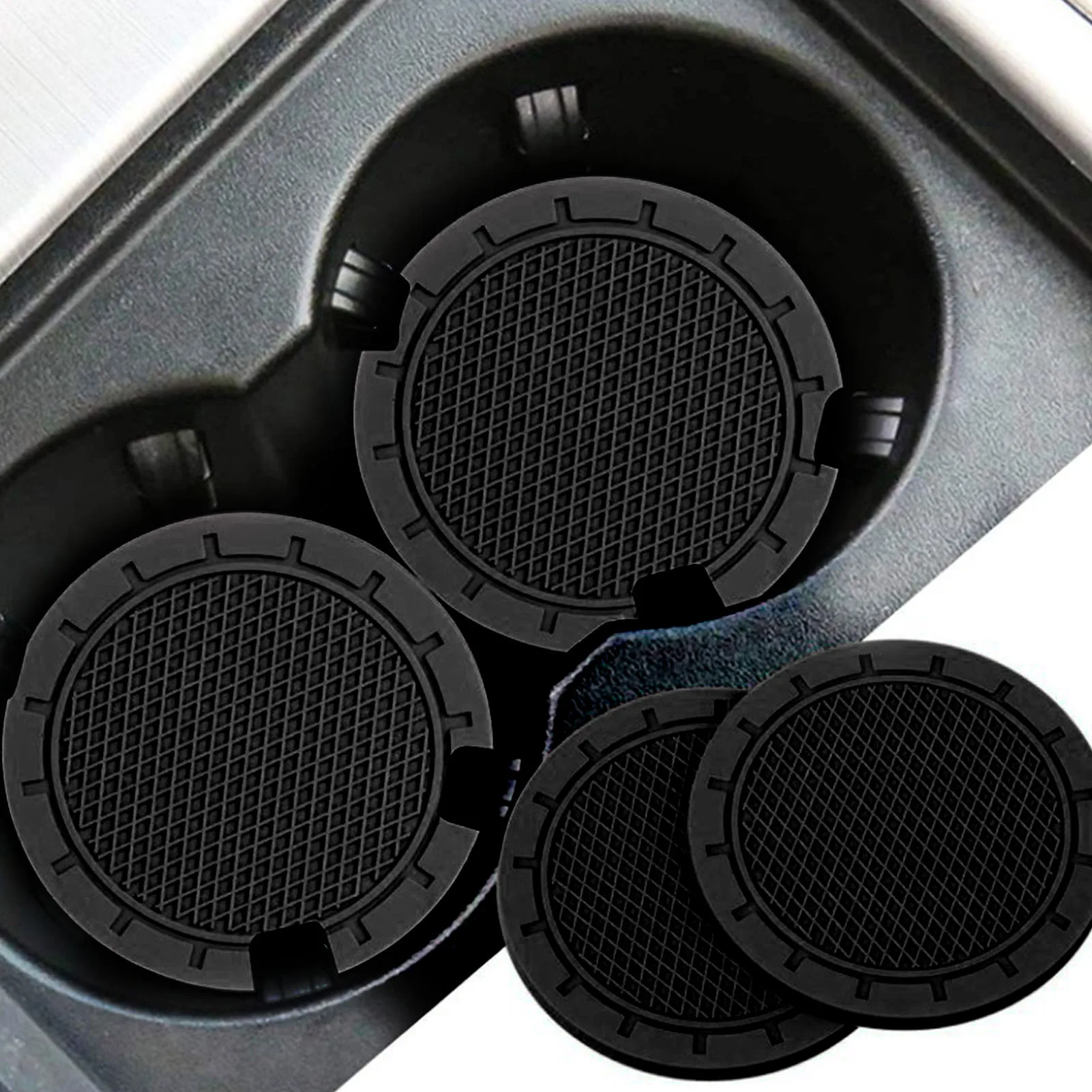 4Pcs Car Coaster Waterproof Non Slip Pad Mat Interior Decoration Vehicle Cup Mat Accessories For Most Car Cup Holders