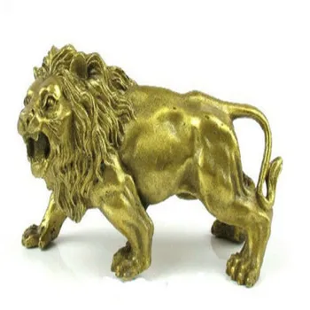

China imperial household consecrate brass Brass Statue figurine LION 5.5inch