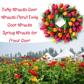 

Tulip Wreath Front Door Wreath Party Wedding Decoration Wreath Artificial Flower Wall Decoration Ornaments Home Decorations