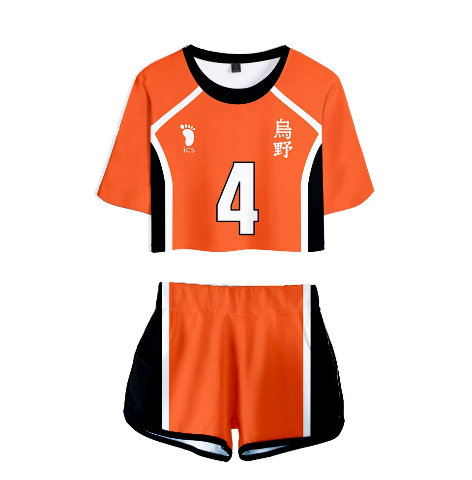 Volleyball Junior Digital Haikyu!! Suit Sportswear Two-Piece Peyton Moremeer Sexy Short Top and Mid-Rise Shorts Summer Fashion