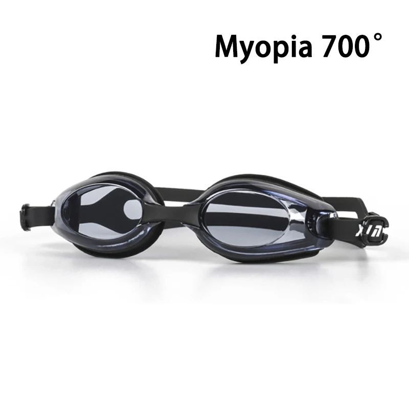 Близорукость 150-800 ° регулируемая защита от ультрафиолетовых лучей Очки для плавания очки анти-противотуманное покрытие силиконовые Водные виды спорта профессиональный - Цвет: Myopia -7.0 BK