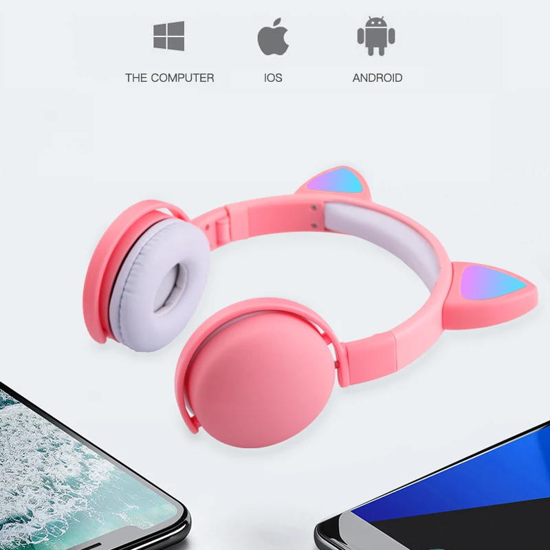 Разноцветные Складные Наушники AIKSWE со светодиодный кой Bluetooth 5 0 HD голос микрофон