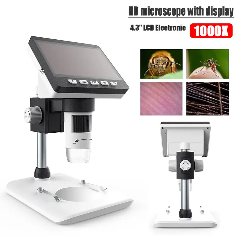 

Portable Screen Microscope 1000x Inspection 8LED Durable Photos Electron Microscope Practical Digital Microscope Waterproof