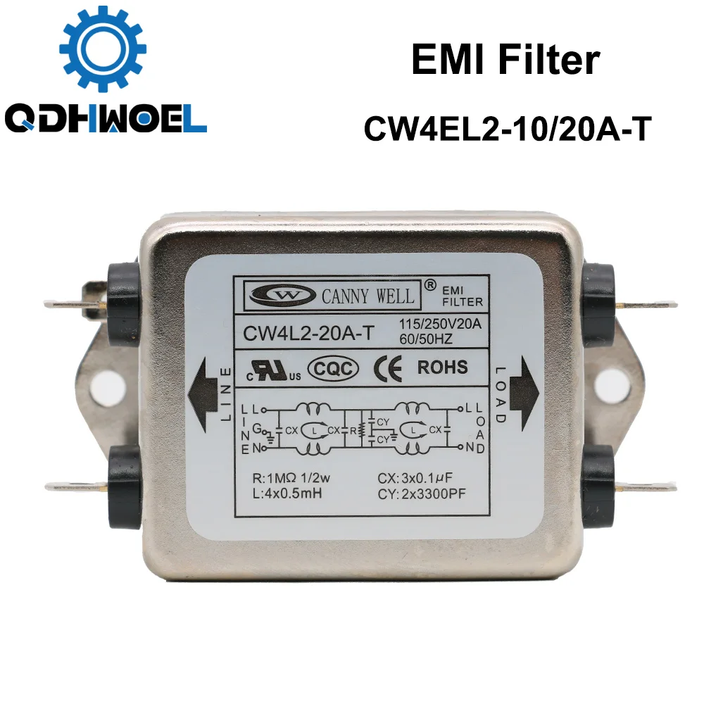 Single Phase Power EMI Filter CW4L2-10A-T / CW4L2-20A-T AC 115V 250V 20A 50/60HZ for Laser Engraving and Cutting Machine | Инструменты