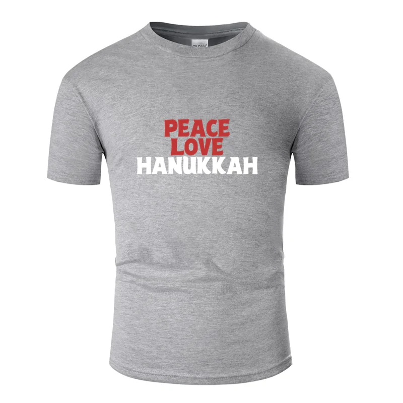 Футболка с принтом peace love hanukkah, Еврейская одежда,, кавайная, одноцветная, Мужская футболка, комикс Харадзюку, большой размер S~ 5xl, высокое качество - Цвет: Men-Gray