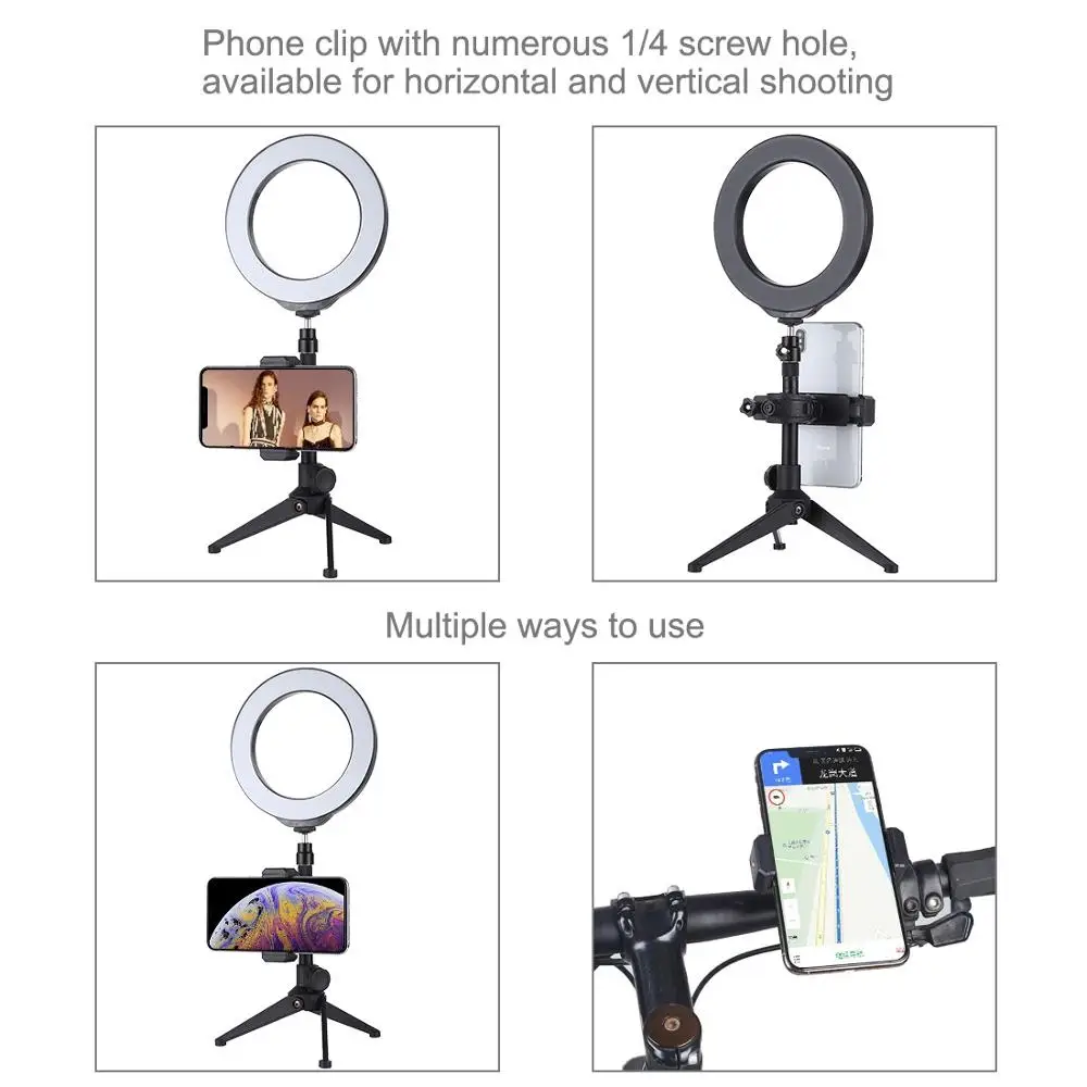 PULUZ Handlebar Adapter Mount Mobile Phone Clamp Bracket Smartphone Holder Live Broadcast Video Shooting Make-up Selfie Bracket