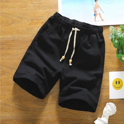 casual shorts for men Summer Solid Cotton Shorts Men 2022 New Fashion Loose Comfortable and Breathable Mens Shorts Drawstring Waist Bermuda Shorts Men casual shorts Casual Shorts