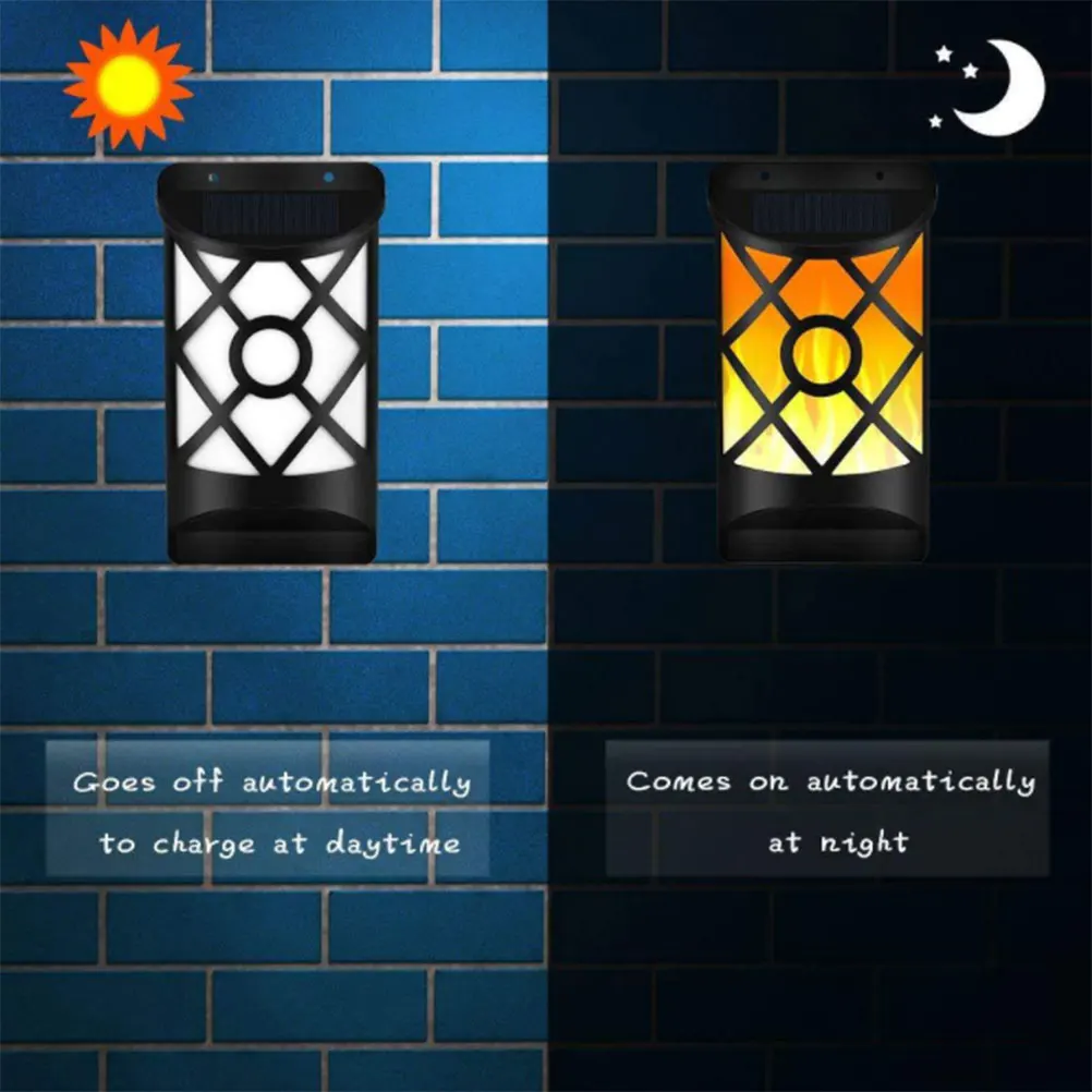

Solar Flame Light Outdoor Waterproof Flickering Flame Wall Light With Sensor Auto On/Off 66LED Solar Light For Garden Patio Yard