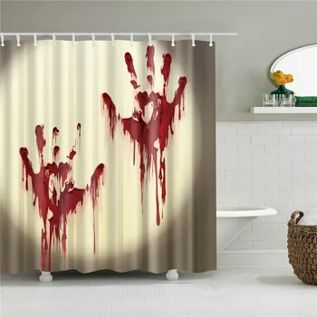 

Halloween Horror Shower Curtain Printing Screen Bathroom Waterproof With Hooks Polyester Fabric Bath Curtains Home Decoration