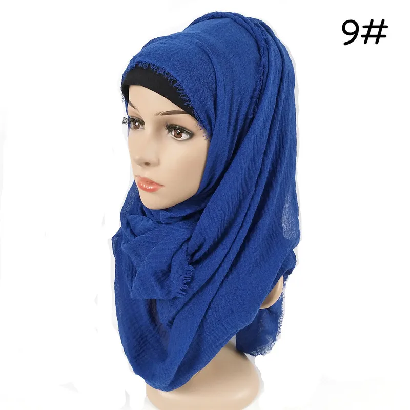 Хлопок и лен хиджабы для женщин дамы простой сплошной длинный платок Женский Повседневный широкий шарф хиджаб простой мусульманский 180 см* 100 см