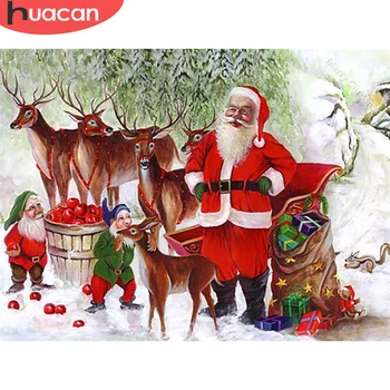 

HUACAN Full Square Diamond Painting Santa Claus Craft Kit Diamond Embroidery Cartoon Mosaicwinter Christmas Handmade Gift Art