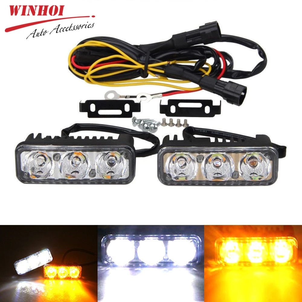 

Waterproof Car Truck Emergency Warning Light High Power Aluminum LED Daytime Running Lights 12V 6000K DRL Caution Fog Lamps