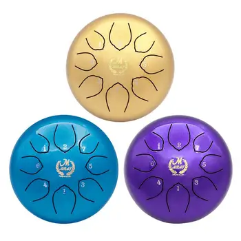 

1Pcs Tongue Drum 6 Inch Steel Tongue Drum 8 Tune Hand Pan Drum Tank C-Key Percussion Instrument With Drumsticks Carrying Bag