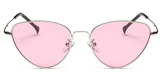 Винтажные сексуальные женские солнцезащитные очки кошачий глаз, женские модные черные красные очки, металлическая оправа, солнцезащитные очки для женщин UV400 - Цвет линз: silver pink