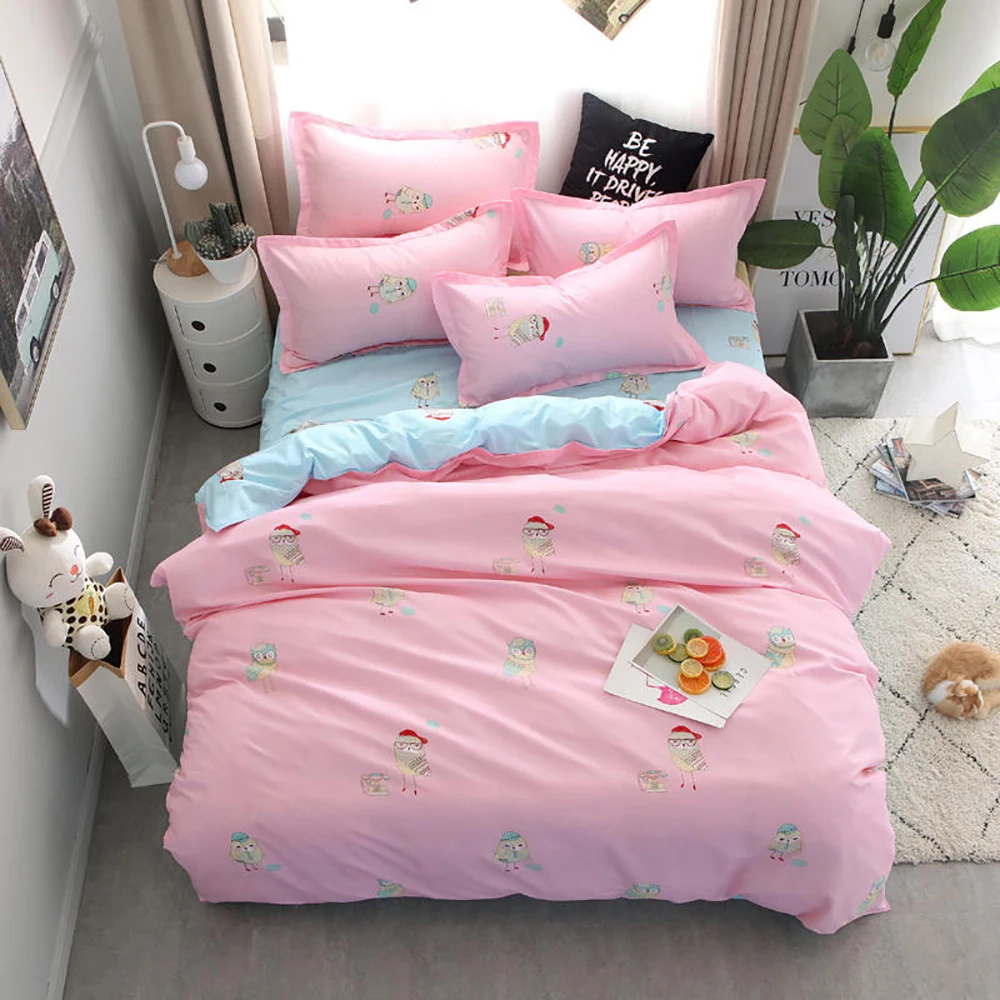 Red Bedding Set Набор постельных принадлежностей thumпостельных принадлежностей с цветным фруктовым фруктом, милый светильник, Синий пододеяльник, пододеяльник King Full, односпальный удобный комплект постельного белья - Цвет: Red Bedding Set