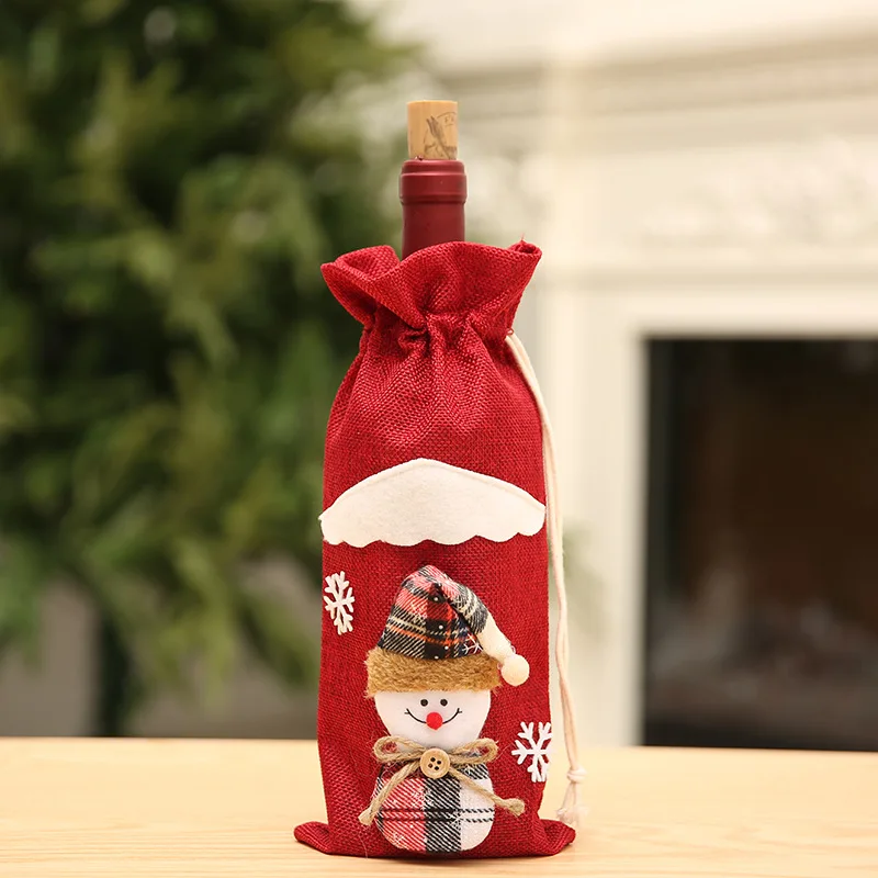 Новогодняя сумка для бутылки вина Санта Клаус сумка для бутылки вина красная сумка для бутылки вина Рождественская вечеринка украшение мешок для бутылки шампанского