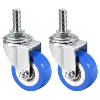 

uxcell Swivel Caster Wheels PU Caster 2 Inch Dia Blue Wheel M10 x 25mm Threaded Stem 132lb Capacity , 2pcs