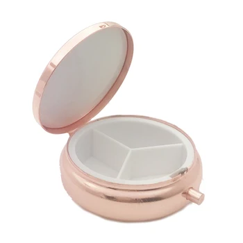 

Portable portable high-grade folding metal round small square mini custom storage small pill box makeup mirror