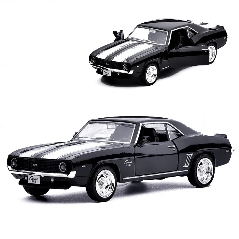 1:36 Chevrolet Comaro 1969 модель из сплава, имитация литого металла модель открывания двери, детские игрушки подарок на день рождения - Цвет: Black