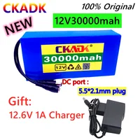 New 100% New Portable 12v 30000mAh Lithium-ion Battery pack DC 12.6V 30Ah battery With EU Plug+Charger